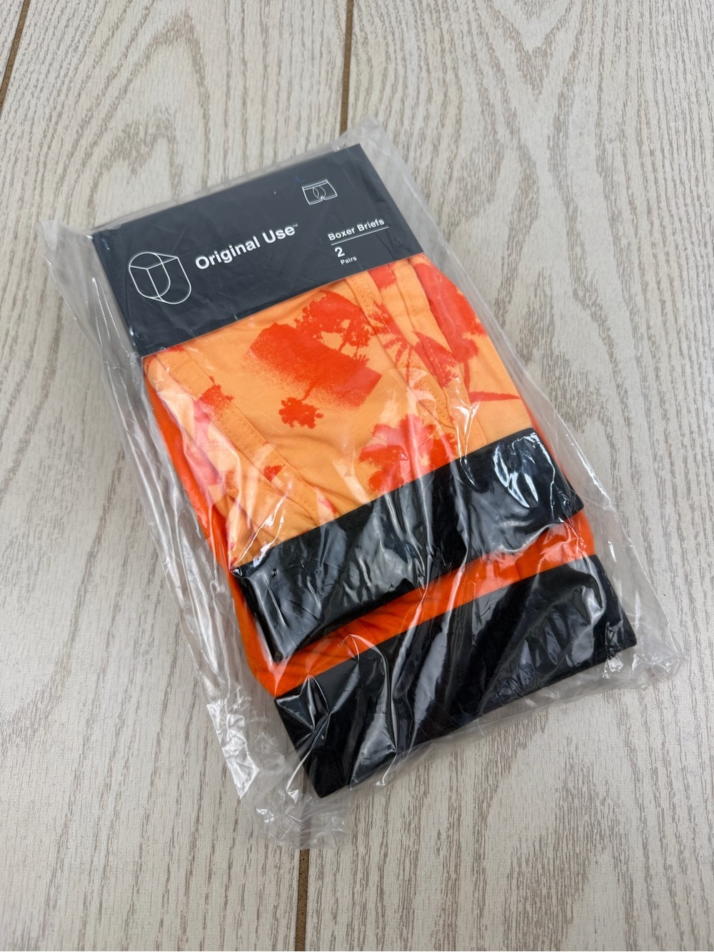 Original Use Target Men's 2pc. Boxer Briefs Large Orange Palm Trees Cotton Blend